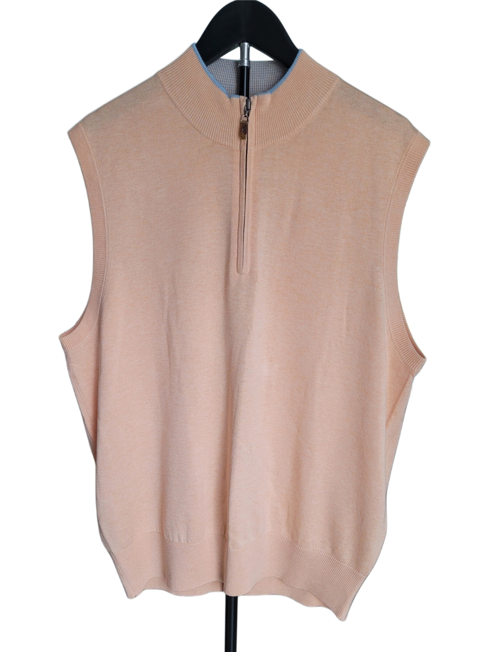 Peter Millar Men's Peach Sleeveless Half-Zip Sweater Vest Cotton Silk Cashmere